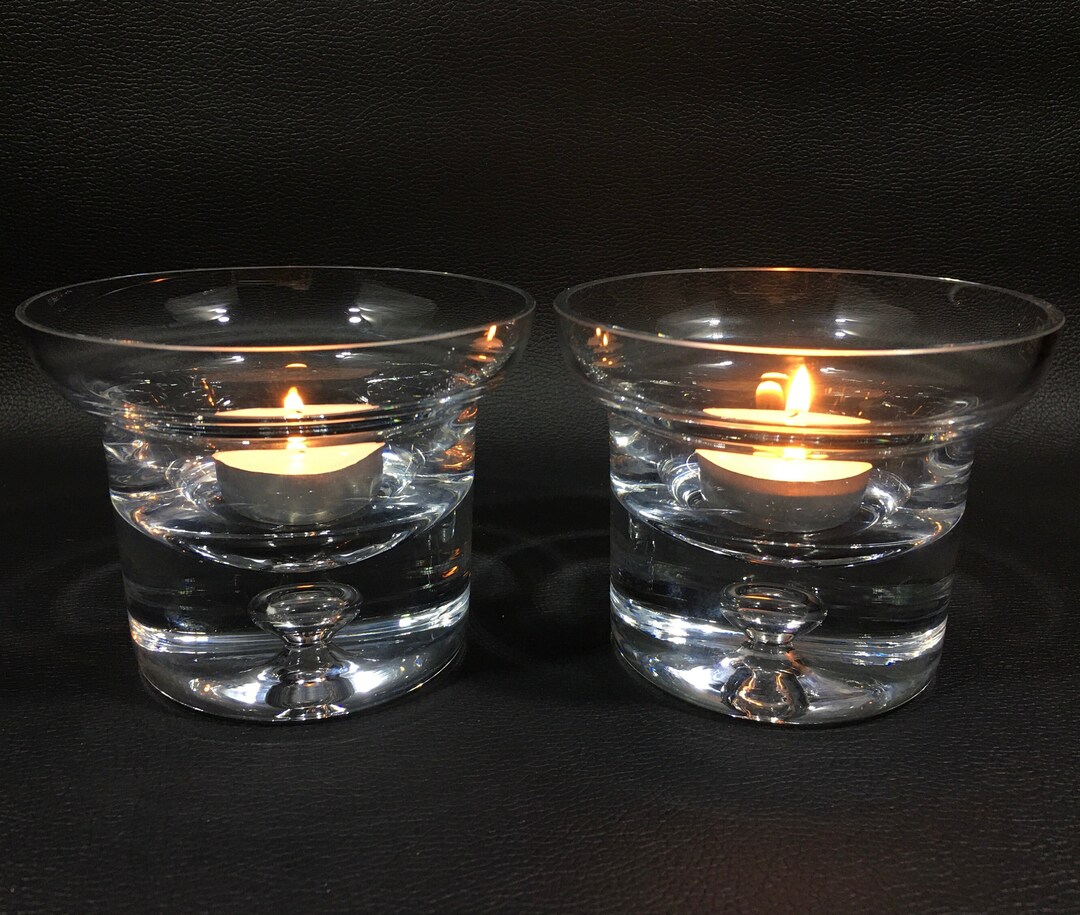 Vintage KROSNO POLAND Crystal Glass Direction Votive/tea Light Candle