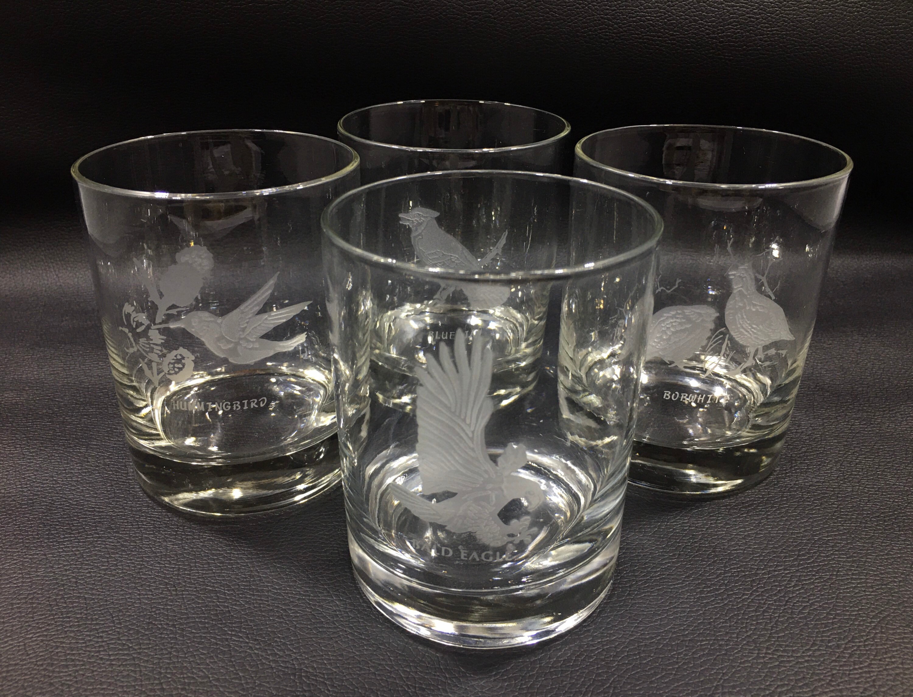 Dartington Calligraphy Alphabet Frosted Glasses Rare Set of Two Double