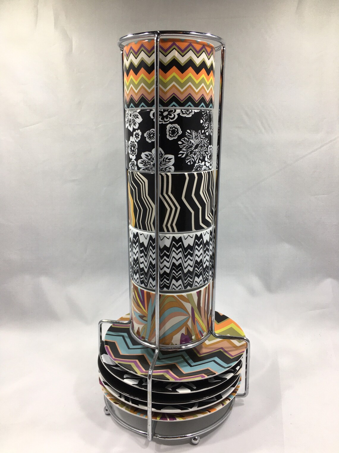 MISSONI Stackable Espresso Cups & Saucers Set of 5 with Rack Etsy