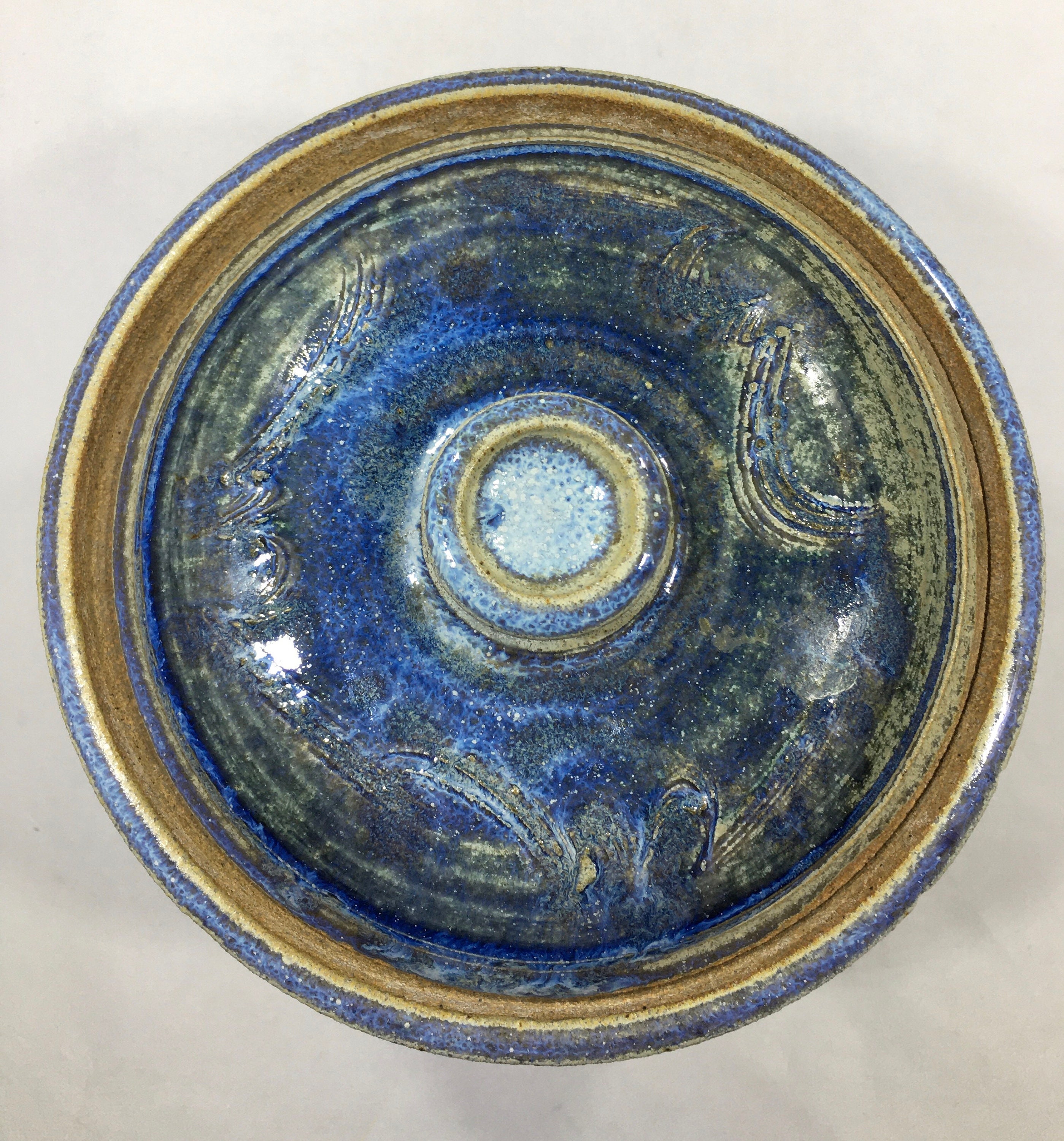 Pottery Bowl with Lid, Ceramic Blue Round Casserole Dish – Mad About Pottery