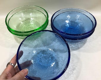 Fire & Light RECYCLED GLASS BOWLS *Price Per Bowl/1 Left!* ~ Vintage Collectible Cobalt Blue Hand Crafted Art Glass Dishes