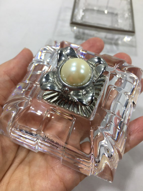 Vintage LENOX CRYSTAL FLOWER Trinket Box w/ Faux … - image 6