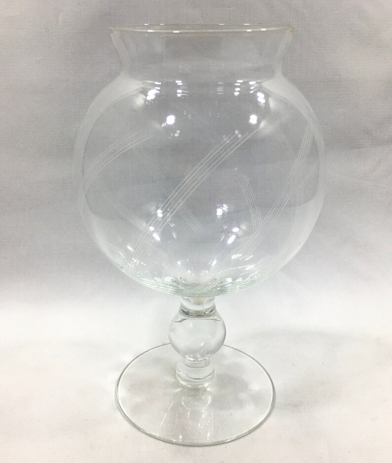 Vintage Etched PEDESTAL ROSE BOWL Vase / Candle Holder 8 Etsy
