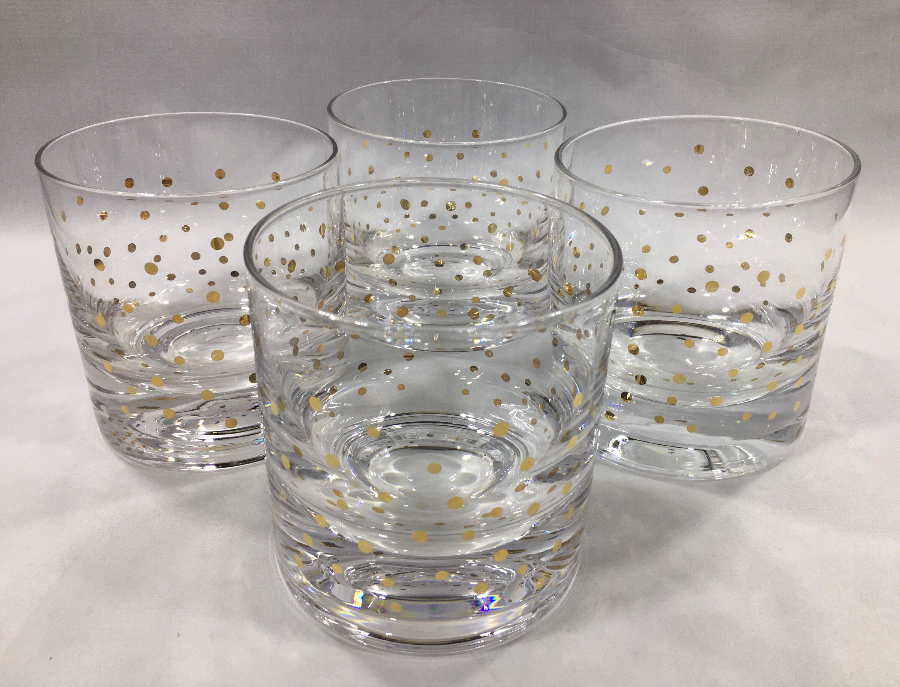 GOLD DOTTED CRYSTAL Glass Tumblers Set of 4 Heavy Wide Etsy