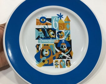 DISNEY PARKS Collectible Dessert Side Plate 7" (One Left) ~ Disneyland Diamond Celebration in White/Blue **Black and Gray Plates are Sold**