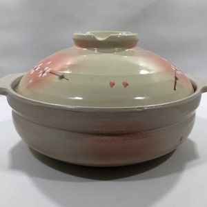 Authentic Japanese Donabe Hot Pot - Natural Floral Design, 3200ml Capacity For 4-5 People (Made In Japan)