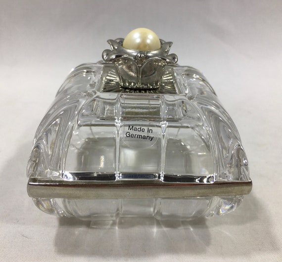 Vintage LENOX CRYSTAL FLOWER Trinket Box w/ Faux … - image 3