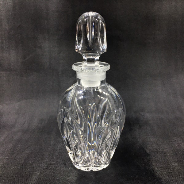 CRYSTAL PERFUME BOTTLE by Waterford ~ Luxury Glass Parfum Decanter w/ Crystal Stopper Top ~ Vintage Collectible & Elegant Vanity Display