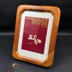 Vintage ROSEWOOD PHOTO FRAME Made in Thailand 8&quot; x 10&quot; ~ Rectangular Picture Frame w/ Rounded Corners ~ Mid-Century Modern Danish Decor
