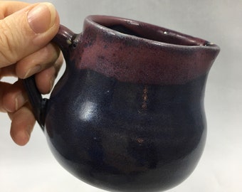Hand Crafted PURPLE STONEWARE CREAMER Signed Peggy K ~ Small Studio Wheel Thrown Ceramic Serving Pitcher ~ Vintage Collectible Kitchenware