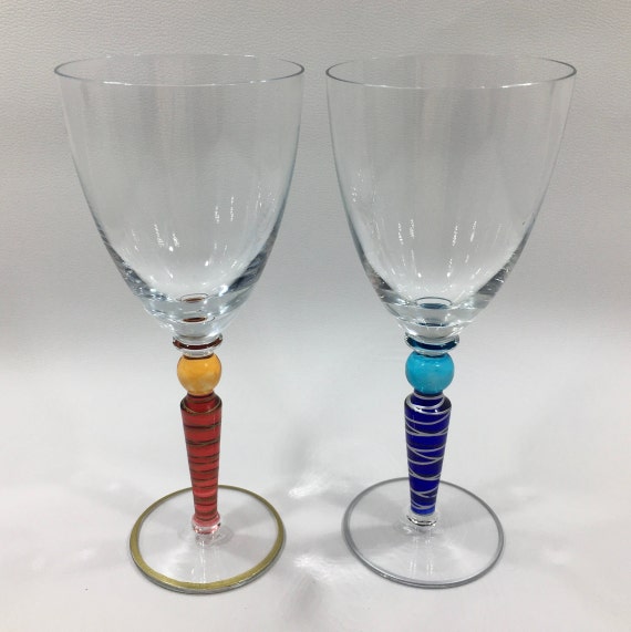 Wine Glasses Pier 1 Hand Painted Blown Glass Wine Glass Set barware boho  goblets