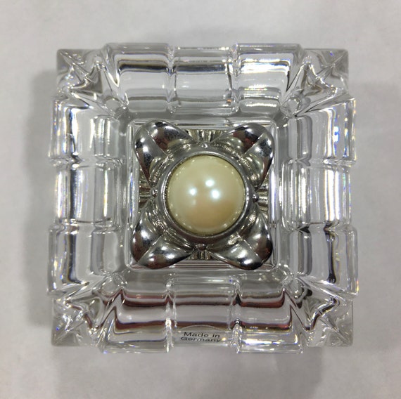 Vintage LENOX CRYSTAL FLOWER Trinket Box w/ Faux … - image 4