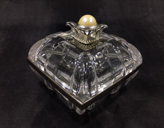 Vintage LENOX CRYSTAL FLOWER Trinket Box w/ Faux … - image 10