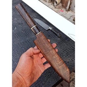 REAL DAMASCUS Chef Knife Walnut Wood Handle - 150 Layers - Blacksmith Made - Damascus Steel Knife - Kitchen Knife & Wood Scabbard No:30