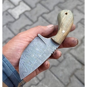REAL DAMASCUS Skinning Knife Green Rosewood Handle - 150 Layers- Blacksmith Made- Camping Knife - Damascus Steel Knife - Hunting Knife No:64