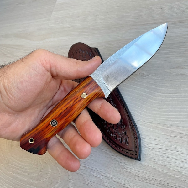 Bushcraft Knife N690 Steel and Cocobolo Wood Handle Blacksmith Made Camping Knife - Hunting Knife - Tactical Knife - Survival Knife No:24