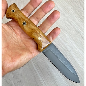 Bushcraft Knife D2 Steel and Silverberry Wood Handle Blacksmith Made Camping Knife - Hunting Knife - Tactical Knife - Survival Knife No:65