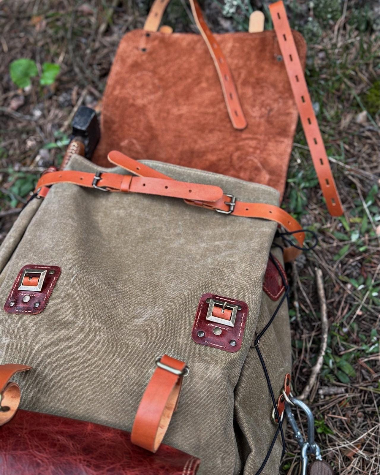 Waxed Canvas Backpack 60L – Heavy-duty Hiking & Bushcraft Rucksack ...
