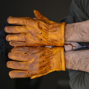 Genuine COW LEATHER Camping Gloves - Working Gloves - Real Leather with a Rustic Look CR14