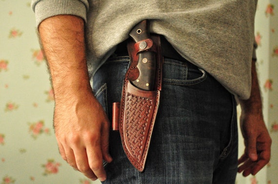 Hunting Knife 1075 Carbon Steel – Walnut Handle – Blacksmith Made Outdoor & Tracking Knife with Leather Sheath – No:52