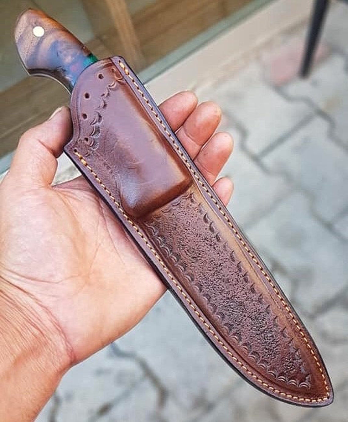 REAL DAMASCUS Chef Knife Hybrid Handle 150 Layers Blacksmith Etsy