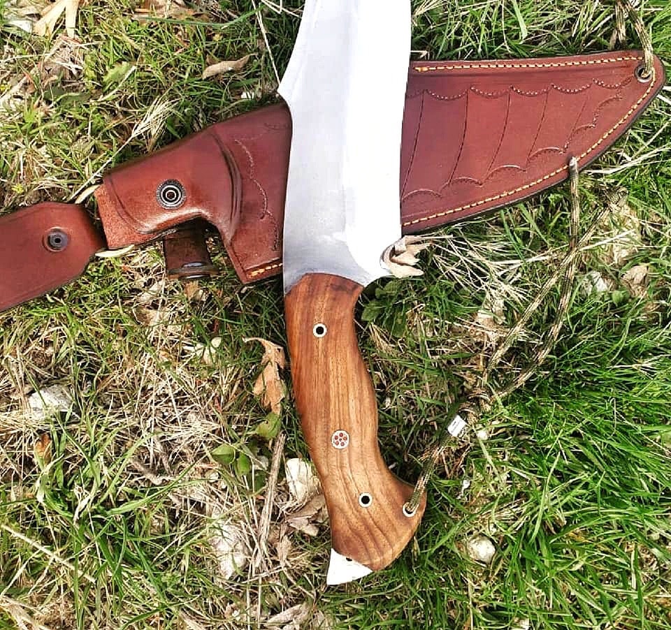 Chopping Knife O1 Steel & Walnut Wood Handle Blacksmith Made Etsy