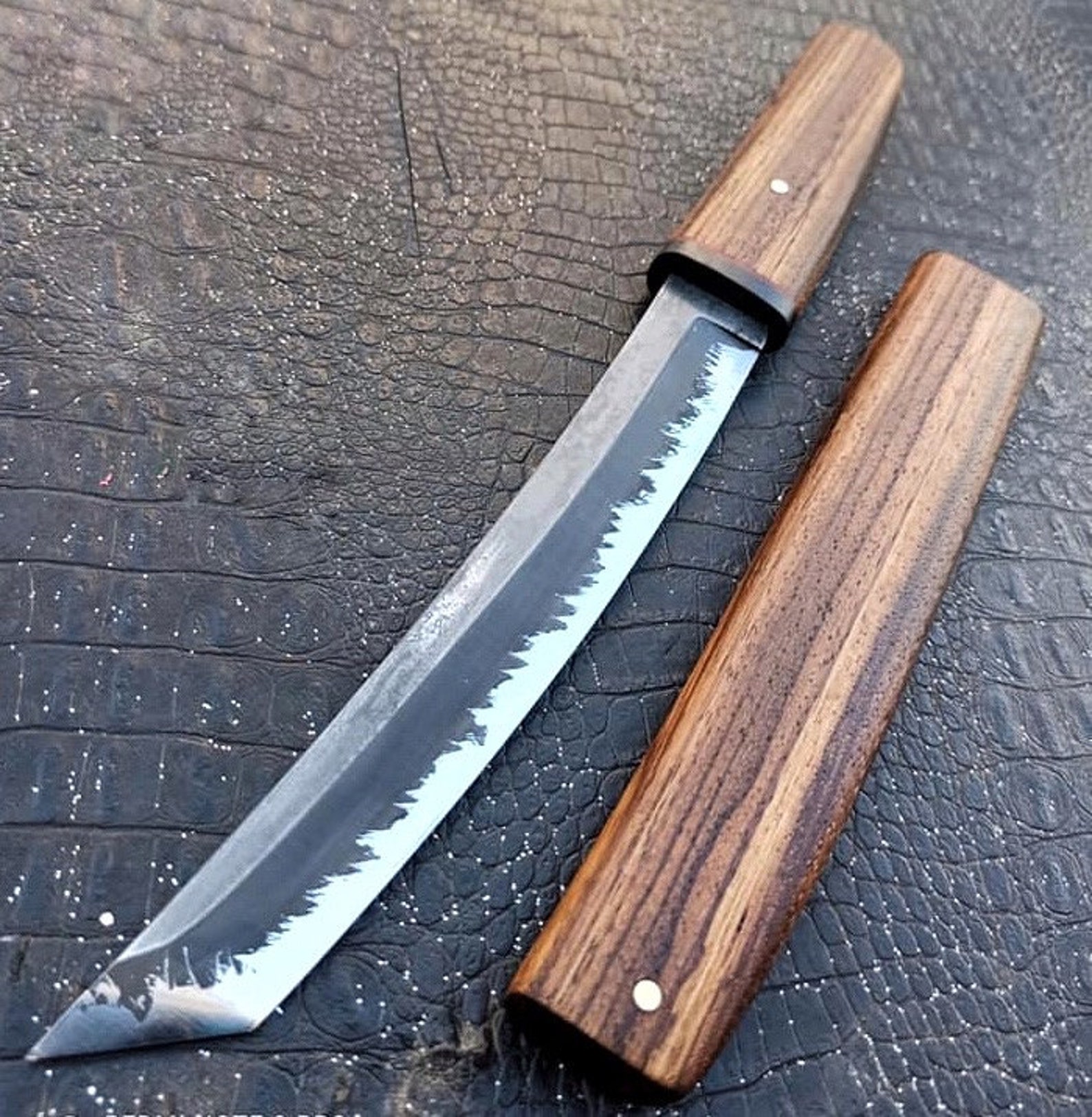 Tanto Knife 1075 Carbon Steel and Zebrano Wood Handle & Etsy