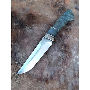 Hunting Knife Truck Spring Steel & Walnut Wood Handle - Blacksmith Made - Camping Knife - Bushcraft Knife - Survival Knife with Sheath No:88