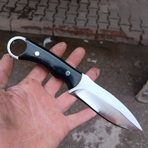 Hunting Knife 1075 Carbon Steel and Compact Fiber Handle -Blacksmith Made Camping Knife - Bushcraft Knife - Survival Knife with Sheath No:82