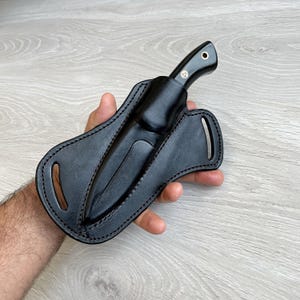 Hunting Knife 1075 Carbon Steel and Compact Fiber Handle -Blacksmith Made Camping Knife - Bushcraft Knife - Survival Knife with Sheath No:86