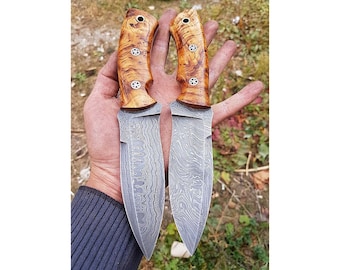 REAL DAMASCUS Bushcraft Knife Chestnut Handle-150 Layers-blacksmith Made  Camping Knife Damascus Steel Knife damascus Hunting Knife No:15 