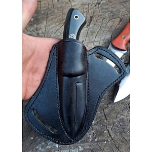 Hunting Knife 1075 Carbon Steel and Compact Fiber Handle -Blacksmith Made Camping Knife - Bushcraft Knife - Survival Knife with Sheath No:47