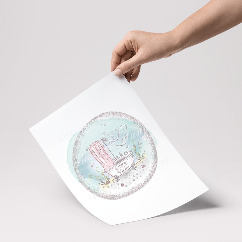 My Quiet Place Shower Escape Printable Watercolor Vector Art Etsy