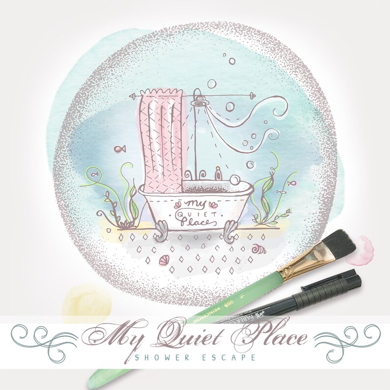 My Quiet Place Shower Escape Printable Watercolor Vector Art Etsy