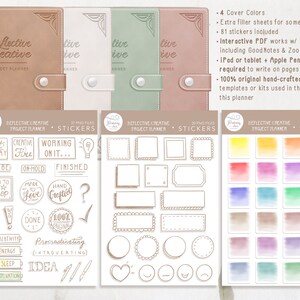 Puede incluir: Un conjunto de pegatinas para planificadores digitales con una variedad de dise&ntilde;os, que incluyen citas motivacionales, ilustraciones dibujadas a mano y fondos de acuarela. Las pegatinas est&aacute;n disponibles en 37 archivos PNG y est&aacute;n dise&ntilde;adas para usar con planificadores digitales y aplicaciones para tomar notas.
