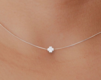 Tiny Four Leaf Clover Necklace 925 Sterling Silver, 4 Leaf Clover Necklace, Dainty Clover Jewelry For Women, Irish Clover, Birthday Gift