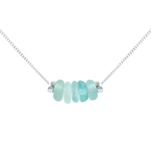Tiny Genuine Sea Glass Necklace, Minimalist Beach Jewelry, Beach Glass Choker, Dainty Beaded Necklace, Sea Glass Gift, Beach Wedding Gift