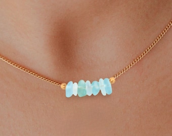 Tiny Gold Sea Glass Necklace, Minimalist Sea Glass Jewelry, Dainty Gold Choker, Silver Beach Glass Necklace, Personalized Sea Glass Gift