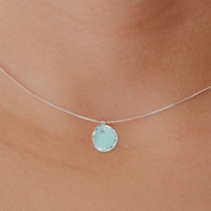 Tiny Genuine Sea Glass Ring Necklace, Circle Necklace, Infinity Necklace, Custom Beach Glass Jewelry, Beach Wedding Bridesmaid Necklace Gift