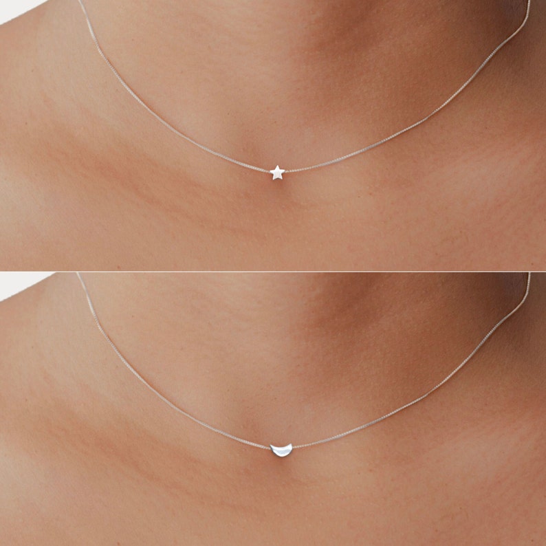 Tiny Fish Necklace Sterling Silver, Dainty Silver Necklace, Fish Bead Silver Choker Necklace, Floating Charm Minimalist Silver Jewelry Gift image 9