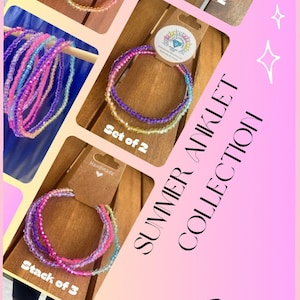 Anklets for Women, Stretchy Ankle Bracelets, Beaded Anklets, Summer Anklets, Waterproof Bracelets, Stackable Sets, Glass Beads,Gifts for Her