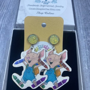 If You Give a Mouse a Cookie Earrings, Mouse Earrings, Teacher Gifts, Storybook Earrings, Gifts for Her, Handmade, Free Shipping
