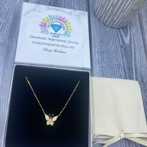 Gold Butterfly Necklace, Gifts for Her, Sterling Silver Necklace, Meaningful Gifts, CZ Stone Necklace, Free Shipping
