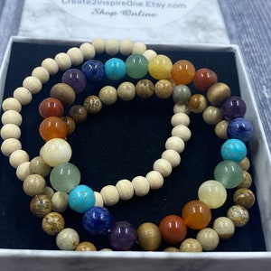 Chakra Bracelets, Stackable Energy Bracelets, Jasper Bracelet, Gifts for her, Crystal Bracelets, Jasper stone bracelet, Seven Chakra Stones