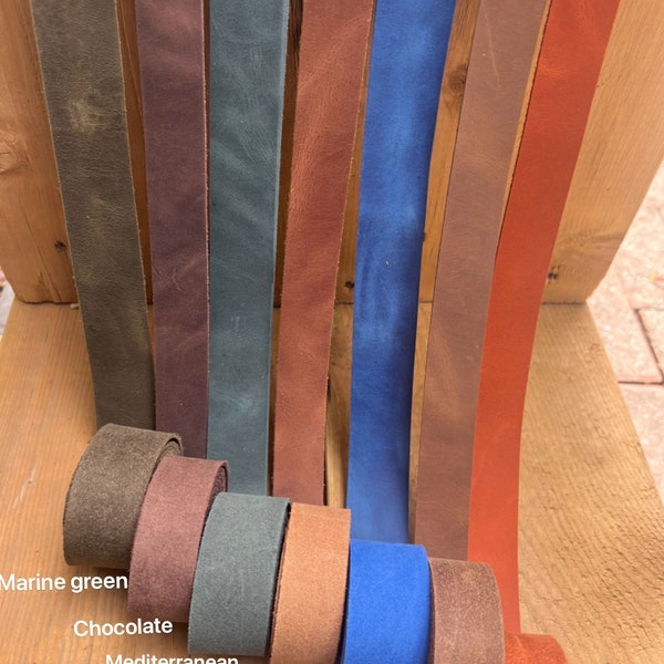 Distressed assorted colour leather strap | full grain leather | bag handles | shelf straps | head board straps| 1.7mm thick