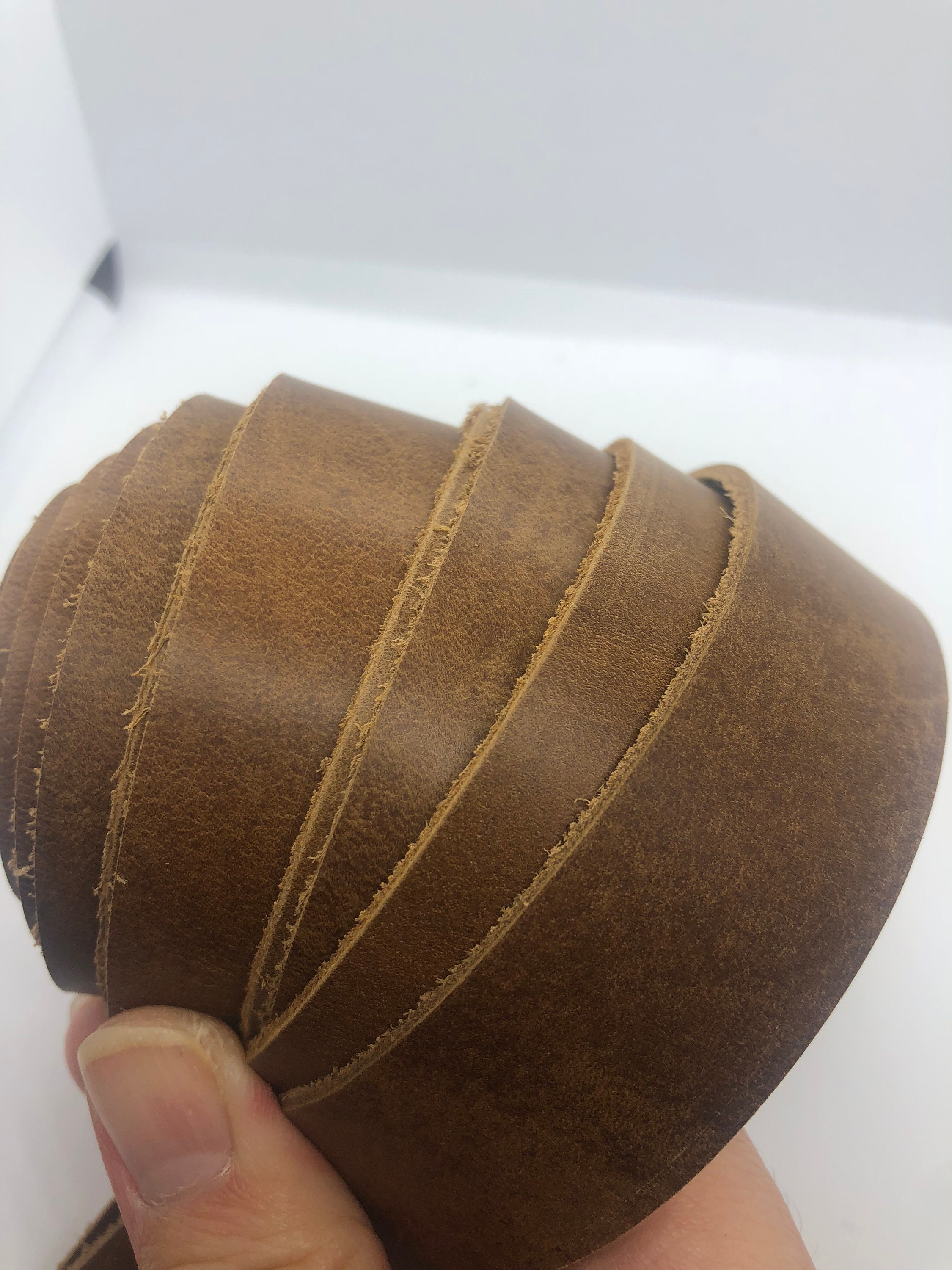 1 Wide Light brown leather strap handmade stoned oil Etsy