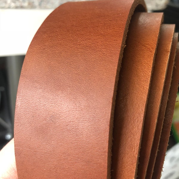 chestnut leather strap, full grain vegetable tanned, dog collar material, bag handle, belt leather, 3.2-3.6mm thick, 50”’long