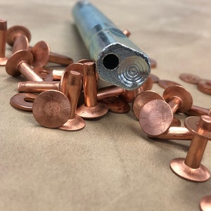 Copper Rivets and Burrs, Solid Brass Rust-Proof Studs Leather Copper for  Leather Pure Copper Setting Tool 