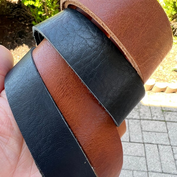 Italian Veg tanned black and cognac leather straps| Veg tanned| full grain leather | bag handle| shelf straps| 2.0mm-2.2mm thick