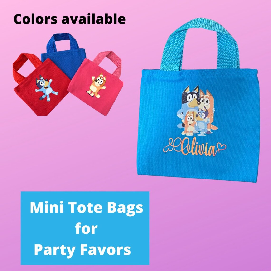 Mini Tote bags for party favors with Characters Etsy